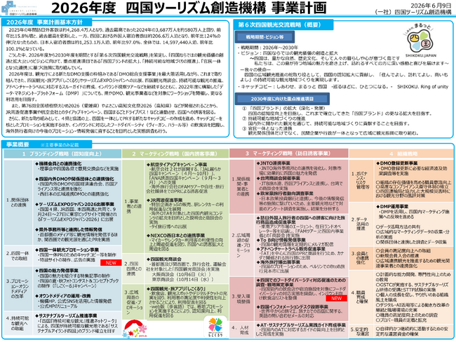 (一社)四国ツーリズム創造機構の「第６次四国観光交流戦略」及び「2026年度事業計画」を公表いたしました