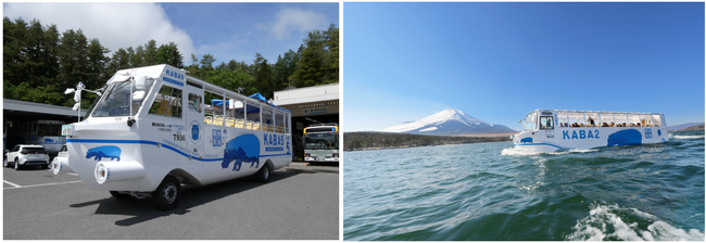 水陸両用バス「山中湖のカバ」6月13日(土)運航再開＆新車両登場！富士山も空ももっと近くに！屋根が開く“オープンKABA”デビュー