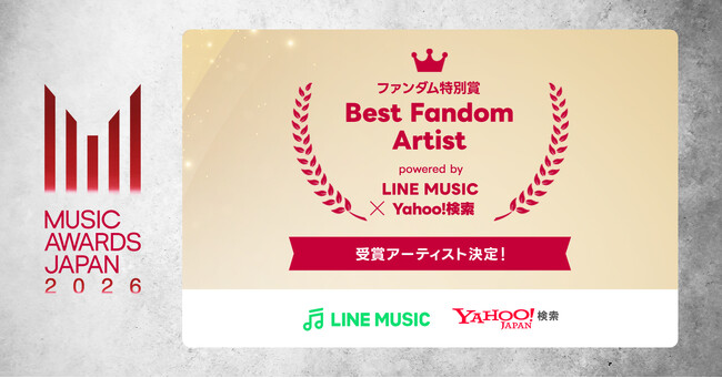 【LINE MUSIC】LINE MUSICの楽曲再生数とYahoo!検索の検索数をもとに選出された「ファンダム特別賞」受賞アーティストを発表！