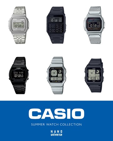 ナノ・ユニバースが厳選する「CASIO SUMMER WATCH COLLECTION」を開催！人気の“チープカシオ”をはじめ、夏のスタイリングを彩るデジタルウォッチが集結