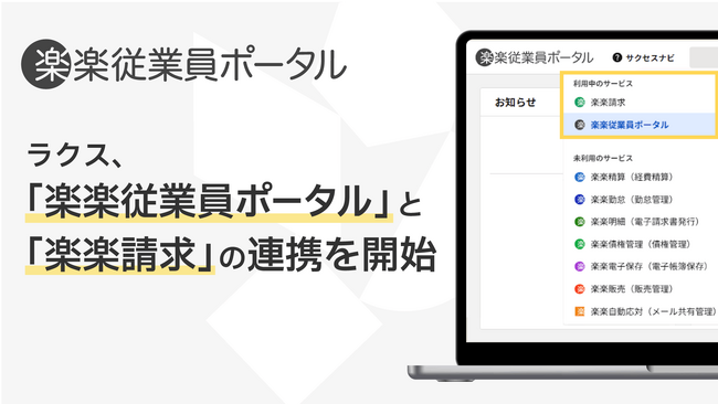 ラクス、「楽楽従業員ポータル」と「楽楽請求」の連携を開始