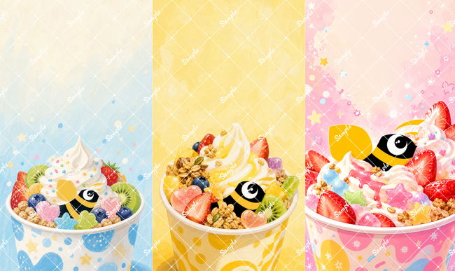 こんびーちゃんのアイスクリーム風デザイン壁紙3種を無料配布開始!