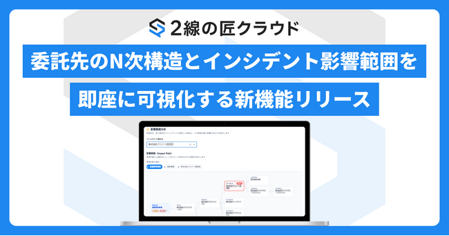 2線の匠クラウド、委託先のN次構造とインシデント影響範囲を即座に可視化する新機能をリリース