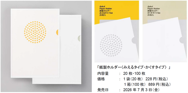 アスクル、紙製ホルダー〈みえるタイプ・かくすタイプ〉を明日7月3日に新発売