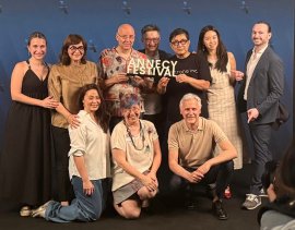 制作陣(アヌシー国際アニメーション映画祭会場にて) 制作陣(アヌシー国際アニメーション映画祭会場にて)