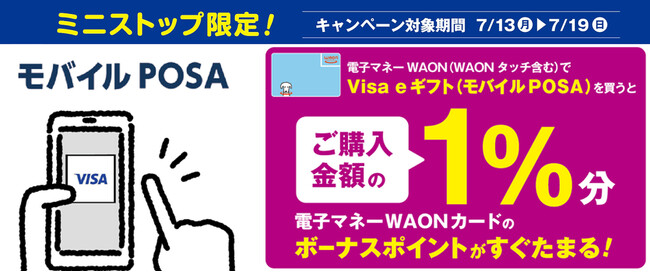 【ミニストップ限定】 「Visa eギフト × 電子マネーWAONキャンペーン」