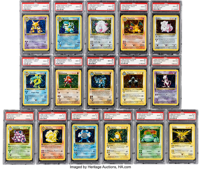 第三者鑑定で最高評価の初期ポケモンカード全102枚セットが121万米ドル（約1億9,955万円）で落札。公開販売における最高額を記録