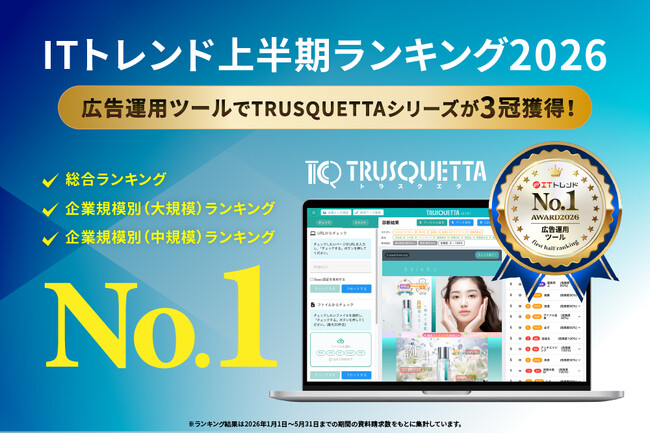 TRUSQUETTA（トラスクエタ）が「ITトレンド上半期ランキング2026」広告運用ツール部門で1位を受賞