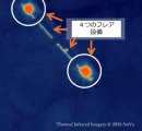 4つのフレア設備のうち放出熱の痕跡が確認できる2基を示したもの 4つのフレア設備のうち放出熱の痕跡が確認できる2基を示したもの