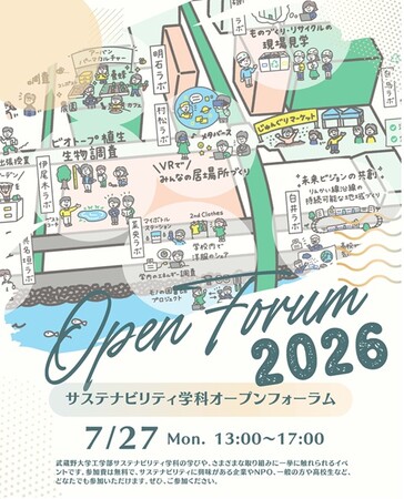 【武蔵野大学】2030年はもうすぐ！学生が挑むサステナブルな未来　工学部サステナビリティ学科が 「オープンフォーラム」を７月27日（月）に開催