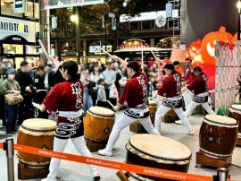 迫力満点の「狸太鼓」 迫力満点の「狸太鼓」