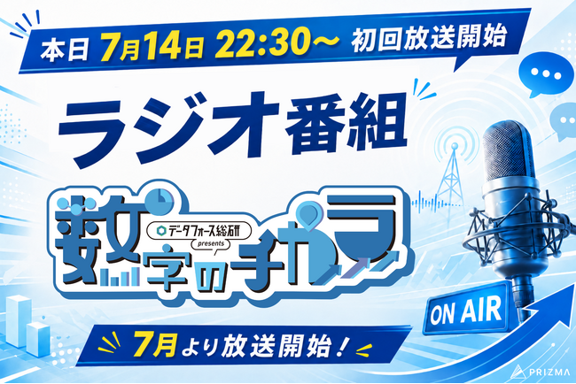 【本日7月14日22:30～ 初回放送】FM Salusでラジオ番組「データフォース総研 presents 数字のチカラ」を7月より放送開始！出演企業の募集もスタート