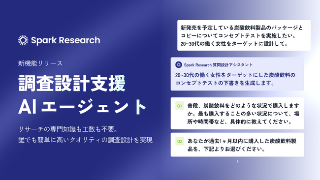 Spark Research、「調査設計支援AIエージェント」を提供開始。専門知識・工数不要で、調査の設計業務を