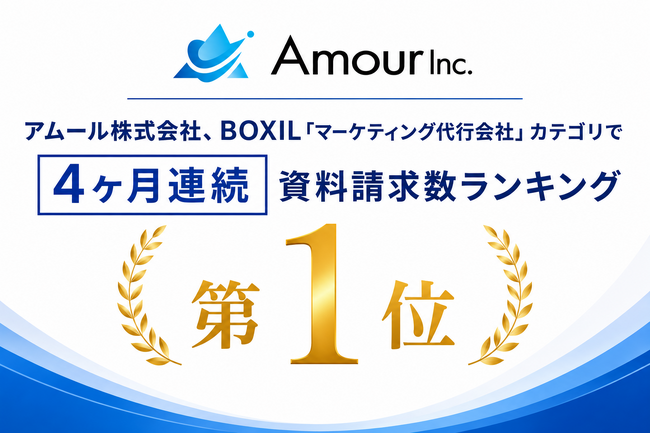 アムール株式会社、BOXIL「マーケティング代行会社」カテゴリで4ヶ月連続資料請求数ランキング1位を獲得