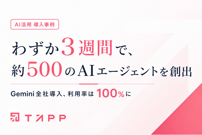 TAPP、3週間で社員全員がAI活用。約500のAIエージェントを現場から創出