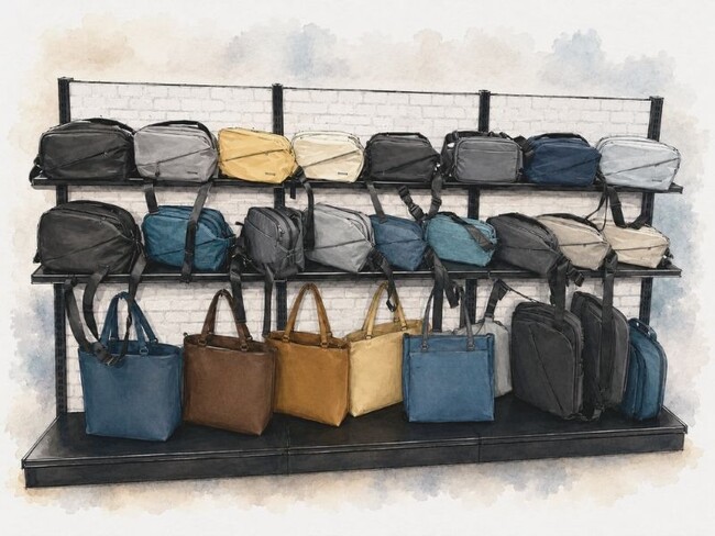 快適ミニマルバッグ「QUICK PACK」、ヨドバシカメラ マルチメディア池袋でほぼフルラインナップを展開