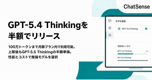 企業の「トークン課金高すぎ」問題を受けて、GPT-5.4 Thinkingモデルを半額でリリース