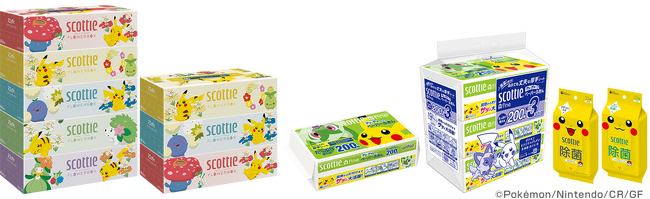 スコッティからポケモンデザイン！ティシュー、ペーパーふきん、ウェットティシューを７月27日より発売