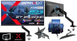 【モニ研監修モデル】JAPANNEXT初のモニターアーム同梱モデル!27インチ IPSパネル搭載 180Hz対応のWQHDゲーミングモニターを販路限定で発売! 【モニ研監修モデル】JAPANNEXT初のモニターアーム同梱モデル!27インチ IPSパネル搭載 180Hz対応のWQHDゲーミングモニターを販路限定で発売!