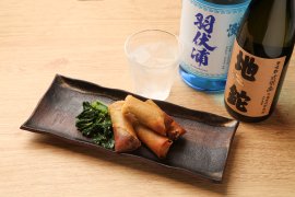 新島・式根島 青ムロアジすり身とチーズの春巻き＆島焼酎セット