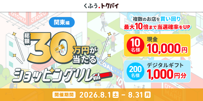 【くふう トクバイ】関東エリアでの買い回りで当選確率が上がる「ショッピングリレー」キャンペーンを開催！