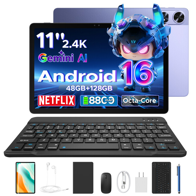 【楽天お買い物マラソン限定50％OFF】上品なパープルカラーの11インチAIタブレット「POCKAM P11PRO」が19,950円！豪華6点セットも付属