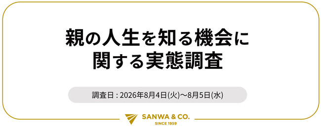 今、親に聞いてみたいこと第1位は「人生で一番幸せだった出来事」、最も知らないことは「人生最大の後悔」/ 三和物産「親の人生を知る機会に関する実態調査」