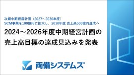 両備システムズ、2024~2026年度中期経営計画の目標達成見込みを発表~サプライチェーンの最適化を支援する事業を100億円に拡大し、2030年度 売上高500億円達成へ~ 両備システムズ、2024~2026年度中期経営計画の目標達成見込みを発表~サプライチェーンの最適化を支援する事業を100億円に拡大し、2030年度 売上高500億円達成へ~