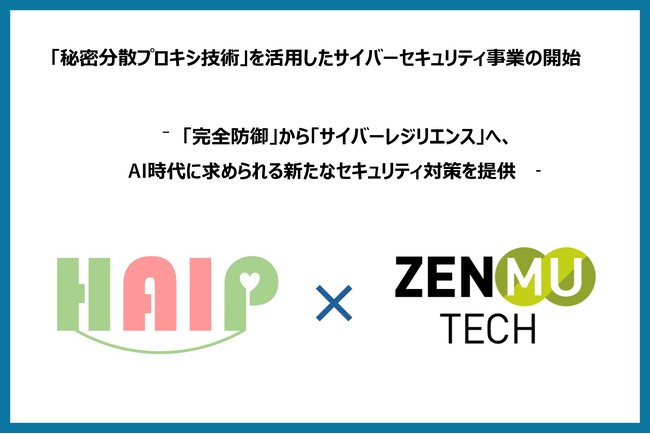 医療AIプラットフォーム技術研究組合（HAIP）とZenmuTech、「秘密分散プロキシ技術」を活用したサイバーセキュリティ事業の開始で合意